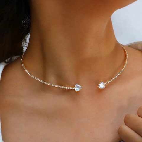 Chokers Stonefans Women's Heart Choker Necklace Fashion Jewelry Gift