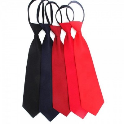 Pre-tied Skinny Neckties for Women - Red, Black, Blue Solid Color Slim Narrow Ties