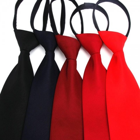 Pre-tied Skinny Neckties for Women - Red, Black, Blue Solid Color Slim Narrow Ties