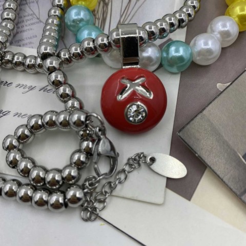 Luxury Stainless Steel Charm Bracelet Set with Imitation Pearl for Men and Women