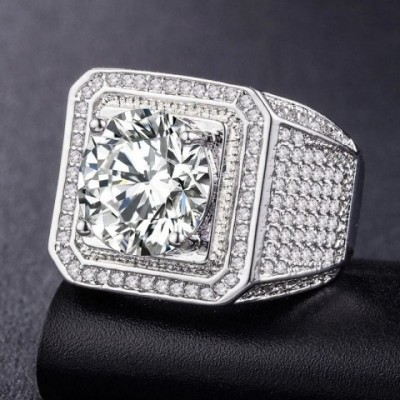 Milan Men's Bling Square Engagement Ring with Rhinestone CZ
