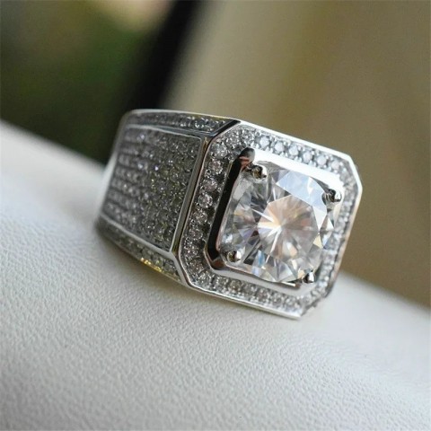 Milan Men's Bling Square Engagement Ring with Rhinestone CZ