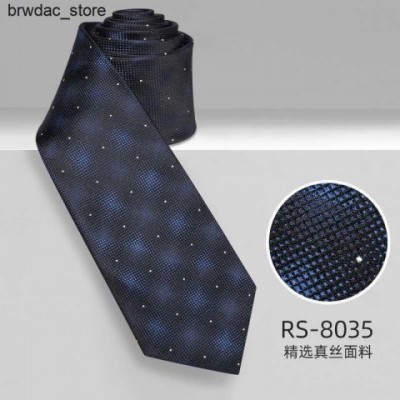 Luxury Unisex Silk Tie, Deep Blue Checkered, 8CM Width, Fashion Business Accessory
