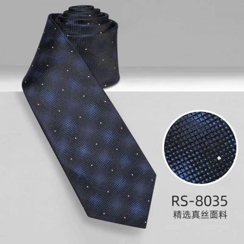 Luxury Unisex Silk Tie, Deep Blue Checkered, 8CM Width, Fashion Business Accessory