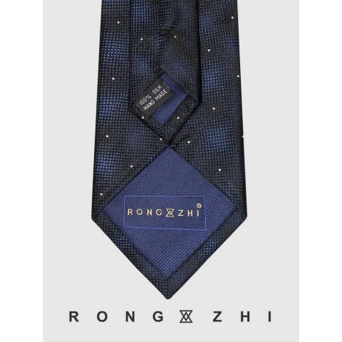 Luxury Unisex Silk Tie, Deep Blue Checkered, 8CM Width, Fashion Business Accessory
