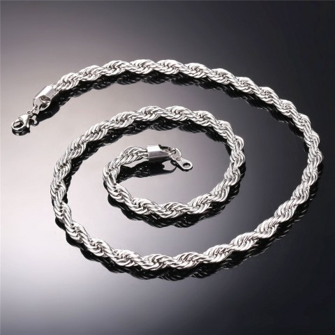 U7 Gold Twisted Rope Necklace for Men - Thick Stainless Steel Hip Hop Choker