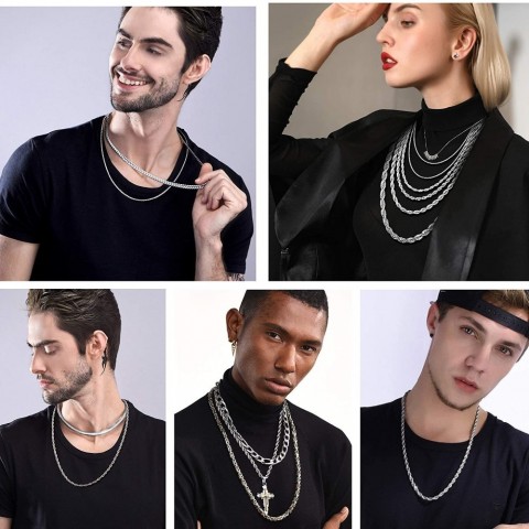 U7 Gold Twisted Rope Necklace for Men - Thick Stainless Steel Hip Hop Choker