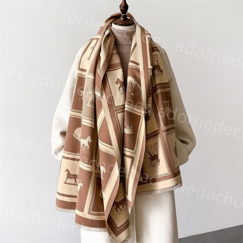 Luxury Women's Designer Scarf - Warm Geometric Patterns, 66x186cm, Classic Gift