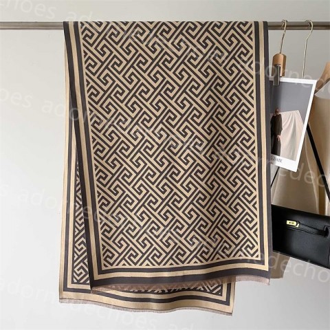 Luxury Women's Designer Scarf - Warm Geometric Patterns, 66x186cm, Classic Gift