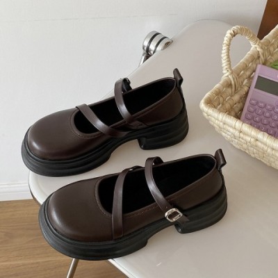 Women's Fashion Round Toe Mary Jane Shoes with Thick Sole