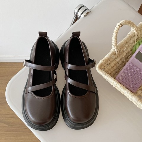 Women's Fashion Round Toe Mary Jane Shoes with Thick Sole