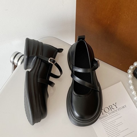 Women's Fashion Round Toe Mary Jane Shoes with Thick Sole