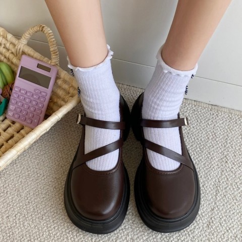 Women's Fashion Round Toe Mary Jane Shoes with Thick Sole