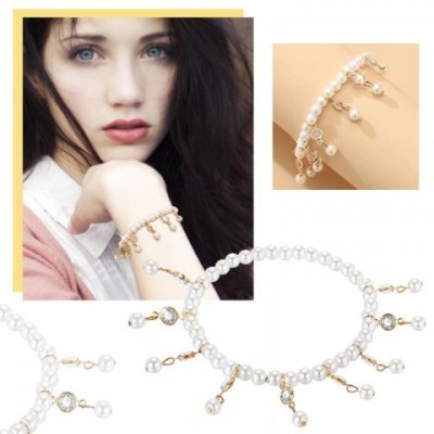 Bangle Bangles Women's Adjustable Silver and Gold Pearl Charm Bracelet for Sports