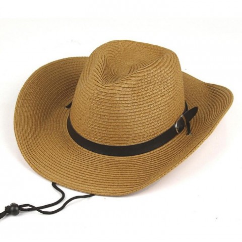 Straw Braid Cowboy Hat with Adjustable Buckle