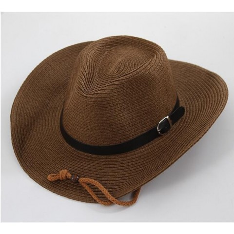 Straw Braid Cowboy Hat with Adjustable Buckle