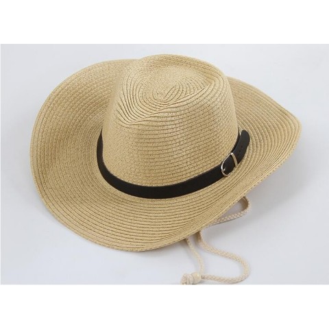 Straw Braid Cowboy Hat with Adjustable Buckle