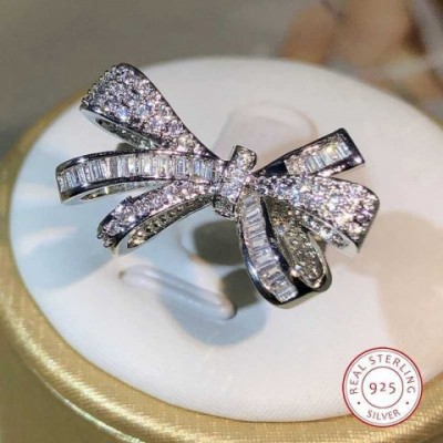 Sterling Silver Bow Zircon Ring for Women - Birtay Fashion Jewelry