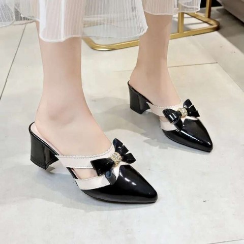Elegant Women's Summer Crystals Slides with Bow Detail