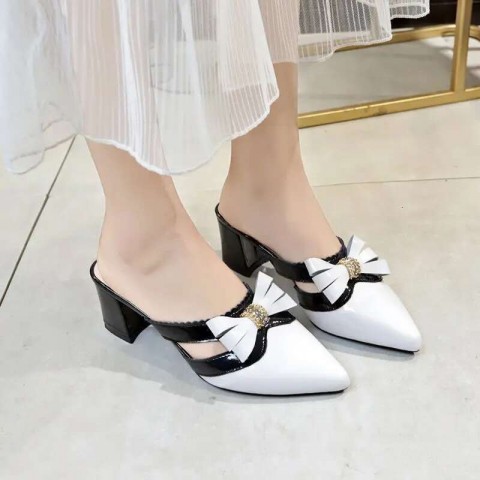 Elegant Women's Summer Crystals Slides with Bow Detail