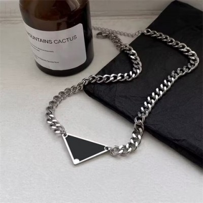 Classic Solid Metal Triangle Pendant Necklaces for Women and Men - ZB011 B4