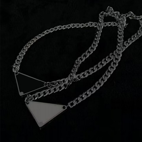 Classic Solid Metal Triangle Pendant Necklaces for Women and Men - ZB011 B4