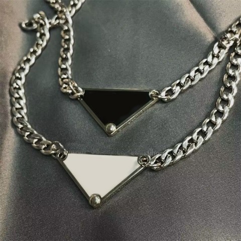 Classic Solid Metal Triangle Pendant Necklaces for Women and Men - ZB011 B4
