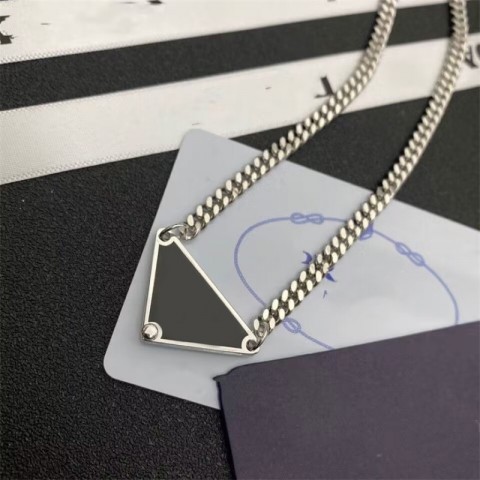 Classic Solid Metal Triangle Pendant Necklaces for Women and Men - ZB011 B4