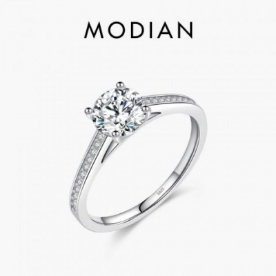 MODIAN D Women's Classic 1CT Moissanite Engagement Ring in 925 Silver