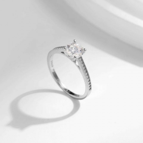 MODIAN D Women's Classic 1CT Moissanite Engagement Ring in 925 Silver