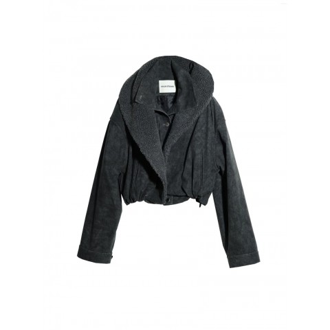 Women's Gothic Punk Rock Grey Black Jackets with Faux Two-Piece Design