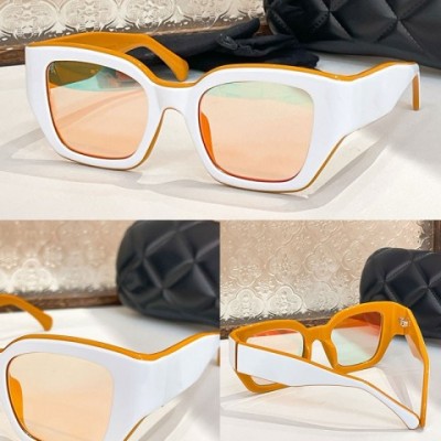 CH6068 Women's Acetate Square Sunglasses - White Orange - Anti-UV with Case