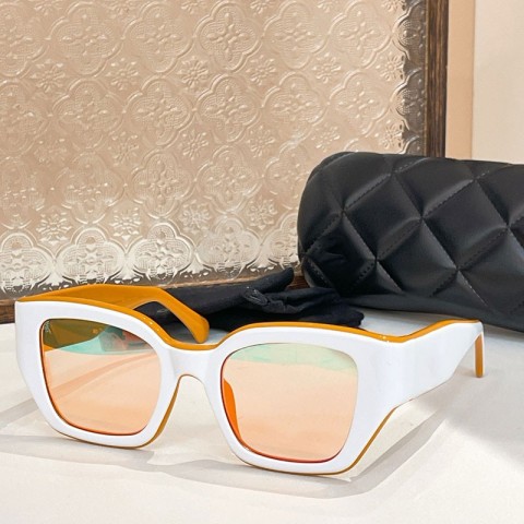 CH6068 Women's Acetate Square Sunglasses - White Orange - Anti-UV with Case