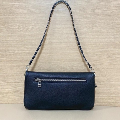 Luxury Women's 2025 Retro High-Quality Black Crossbody Makeup Bag with Chain Design