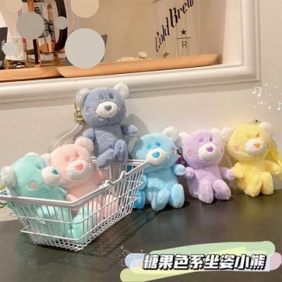 Cute Colorful Cartoon Plush Bear Keychain for Girls
