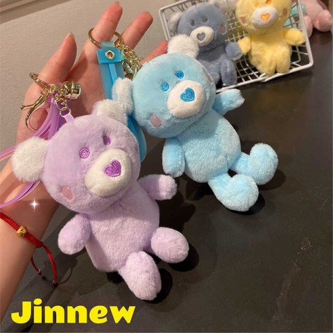 Cute Colorful Cartoon Plush Bear Keychain for Girls