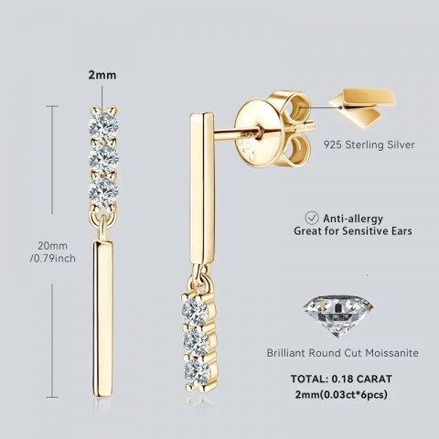 IOGOU 0.09CT VVS1 Stud Earrings, Unique Bohemian Jewelry for Women in Sterling Silver