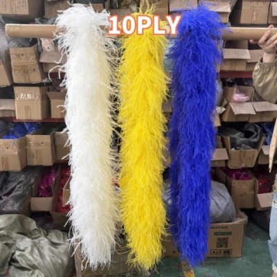 Ostrich Feather Boa Scarf - Thickened 10 Ply White Plume Shawl for Unisex