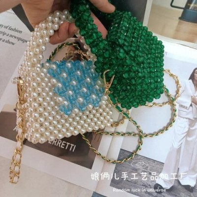 Custom Crystal Beaded Crossbody Bag for Men: Personalized Acrylic Chain Mini Pearl Purse