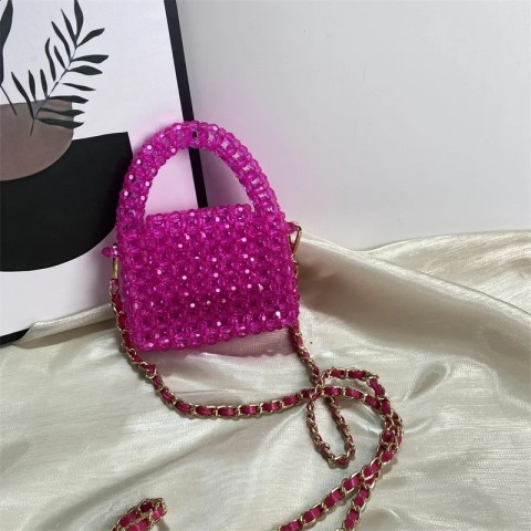 Custom Crystal Beaded Crossbody Bag for Men: Personalized Acrylic Chain Mini Pearl Purse