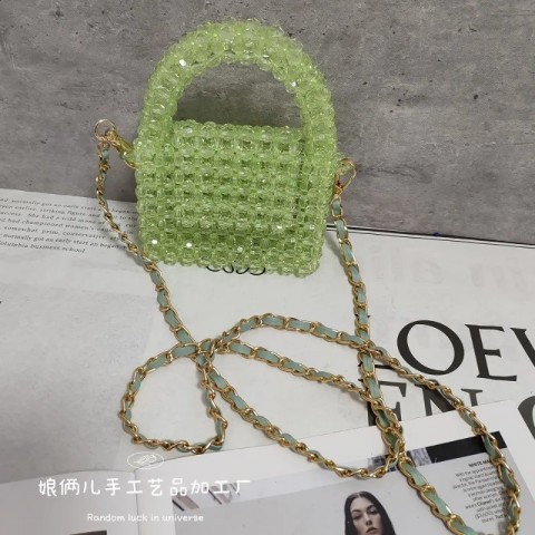 Custom Crystal Beaded Crossbody Bag for Men: Personalized Acrylic Chain Mini Pearl Purse