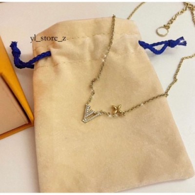 Louise Designer Brass Necklace with Full Dias Letter Pendant