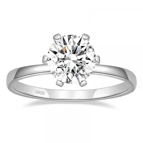 Trumium Women's Classic Cluster Ring 2ct 5A Zircon S925 Silver Wedding Jewelry