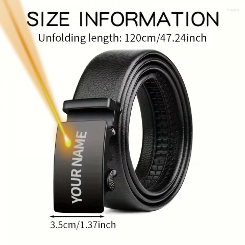 Personalized Name Engraved Men's Casual PU Leather Belt with Alloy Buckle