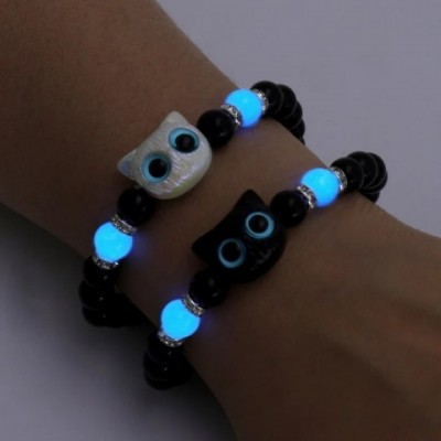 Cute Glow-in-the-Dark Cat Eye Charm Bracelets for Women and Men