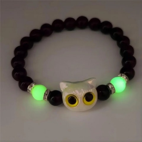 Cute Glow-in-the-Dark Cat Eye Charm Bracelets for Women and Men