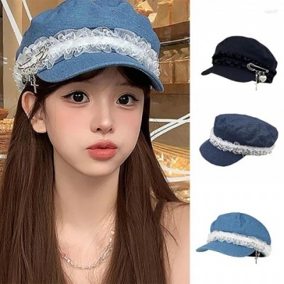 Berets for Women - Japanese Lace Harajuku Y2K Style Lolita Cabbie Hat with Metal Pin Charm
