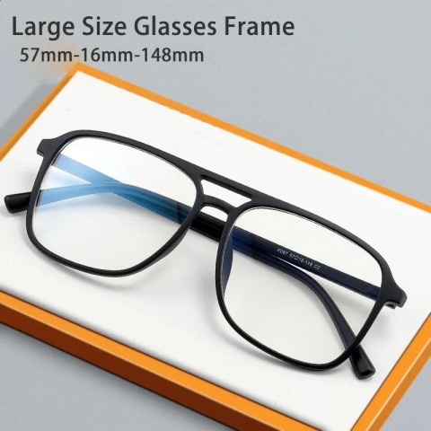 Big Man Vintage Pilot Glasses - Ultra Light TR90 Frame, Black Optical Eyewear 087