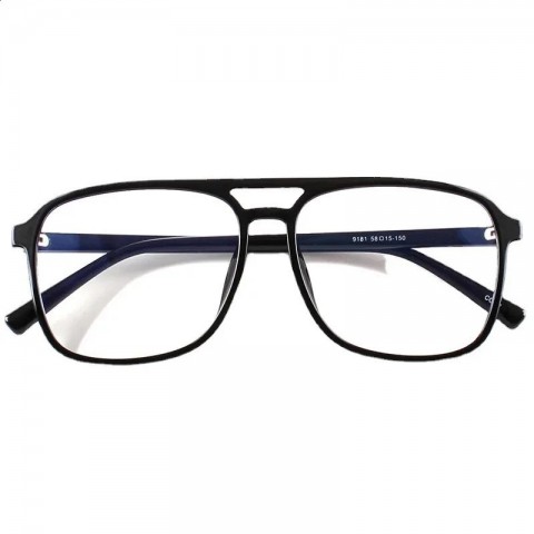Big Man Vintage Pilot Glasses - Ultra Light TR90 Frame, Black Optical Eyewear 087