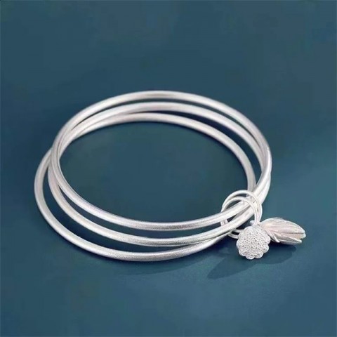 Third Generation 999 Sterling Silver Bangle - Trendy Cartoon Jewelry for Women